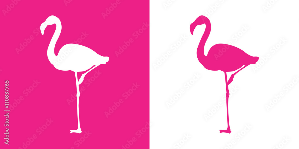 Fototapeta Płaskie ikona Flamingo z różowym kolorze