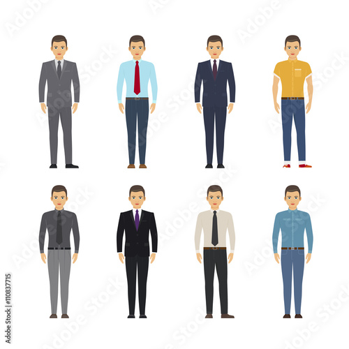 Male casual clothes. Young man in casual outfit vector illustration
