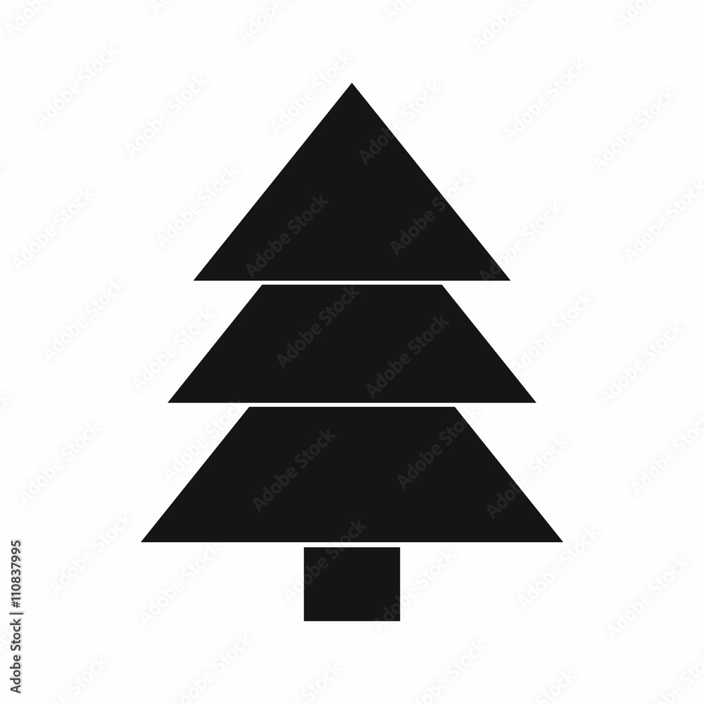 Fir tree icon, black simple style