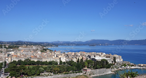 Corfu town cityscape summer season