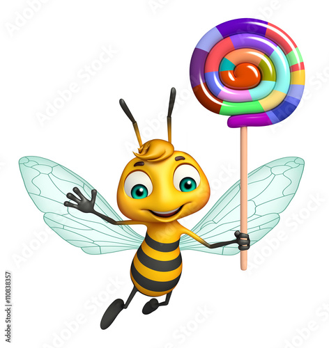 Bee cartoon character with lollypop