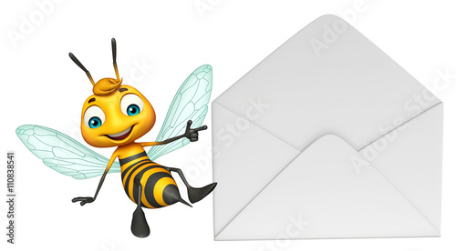 fun Bee cartoon character with mail