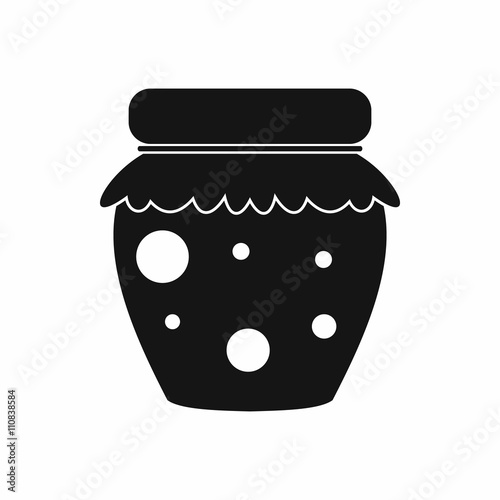 Jar of fruity jam icon, simple style