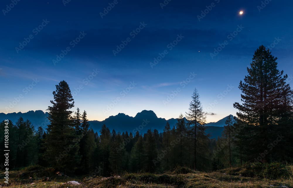 Dawn landscape of the Italian Dolomites