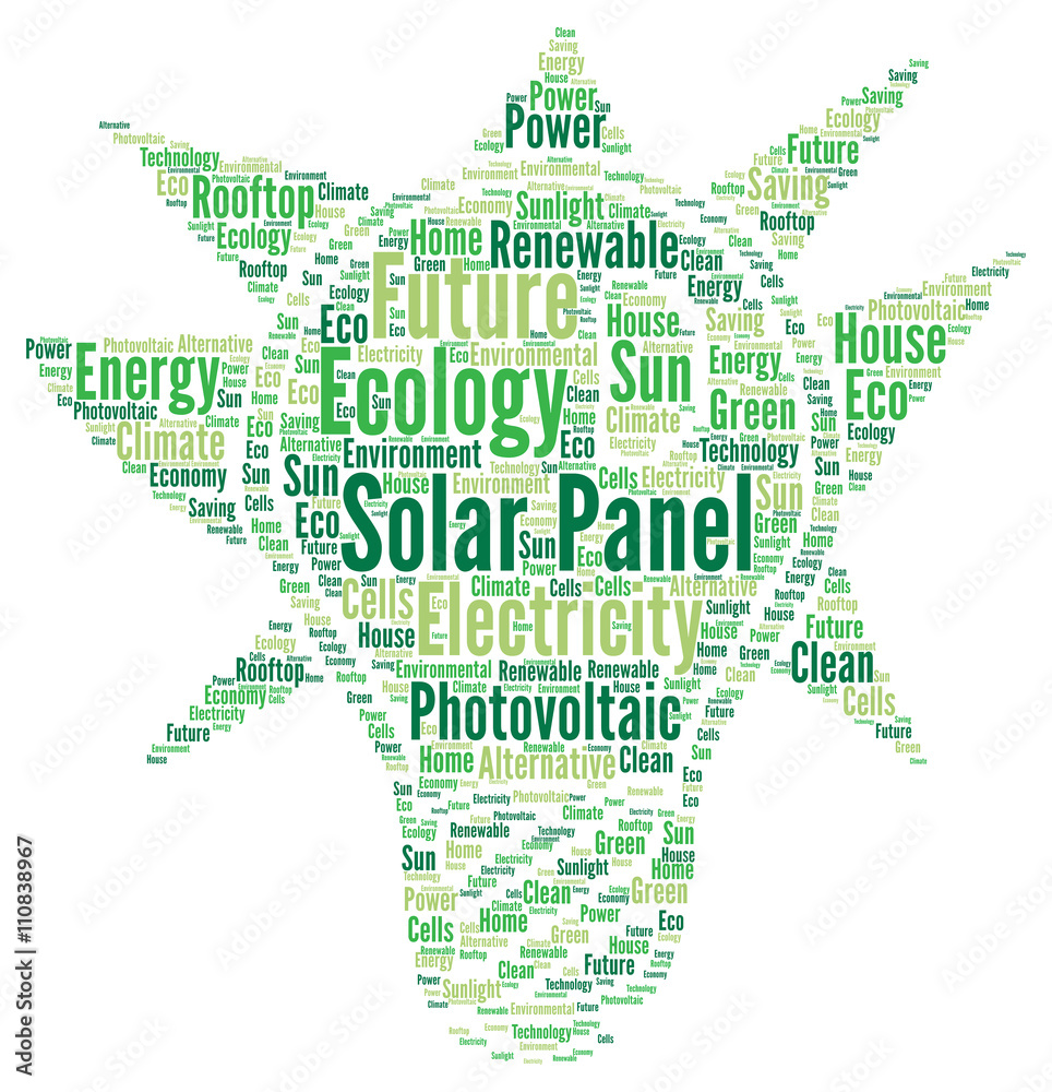 Solar panel word cloud concept