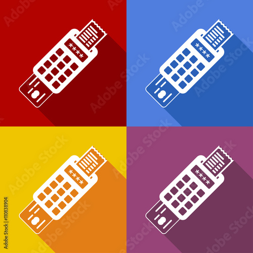 Icono plano pago electronico con sombra en varios colores
