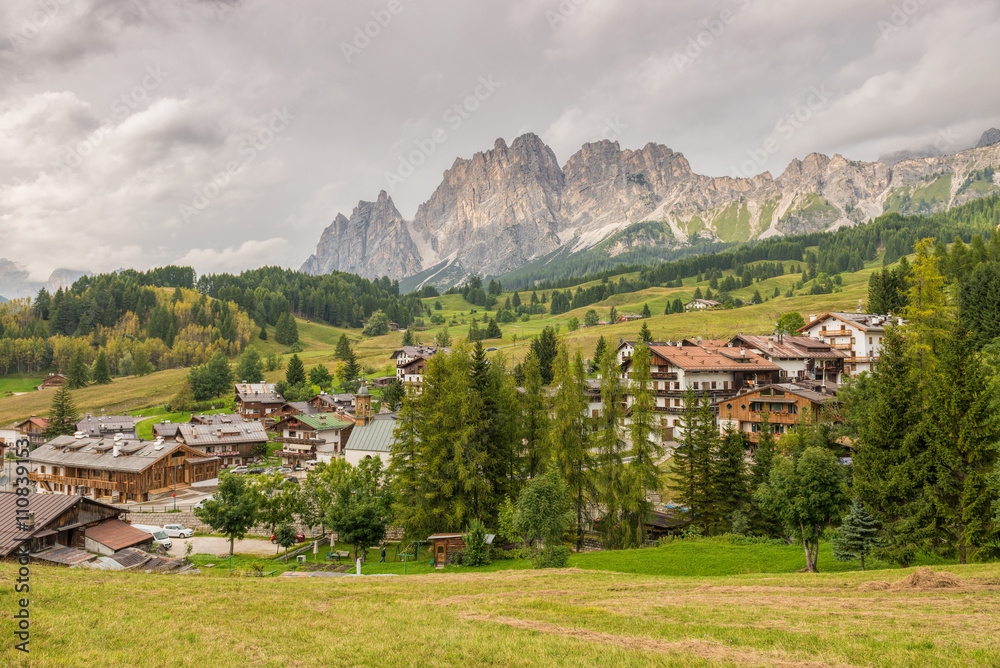 Italian small town of Cortina d'Ampezzo