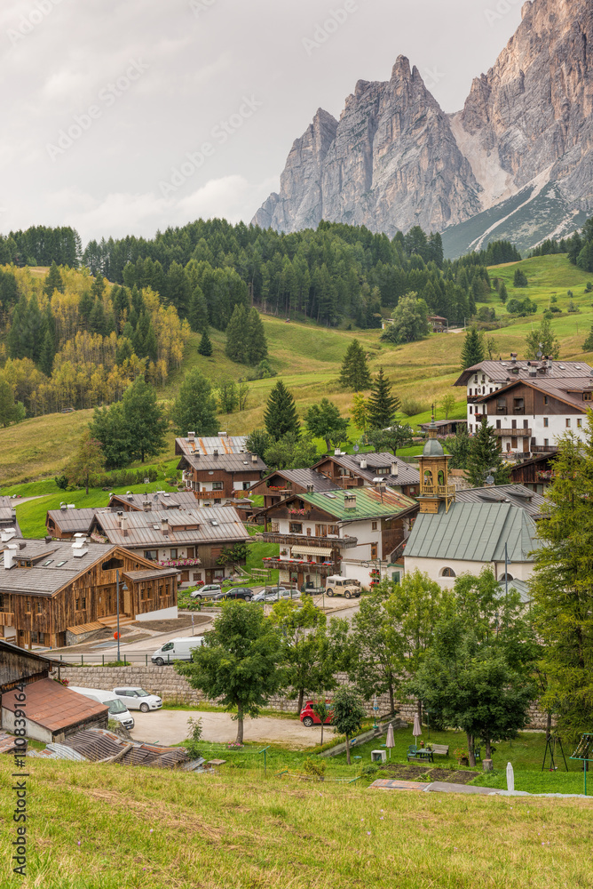 Italian small town of Cortina d'Ampezzo