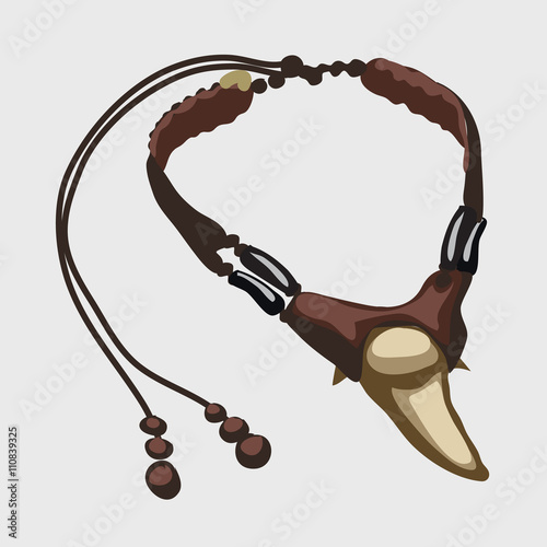 Vector illustration necklace of tusk tooth