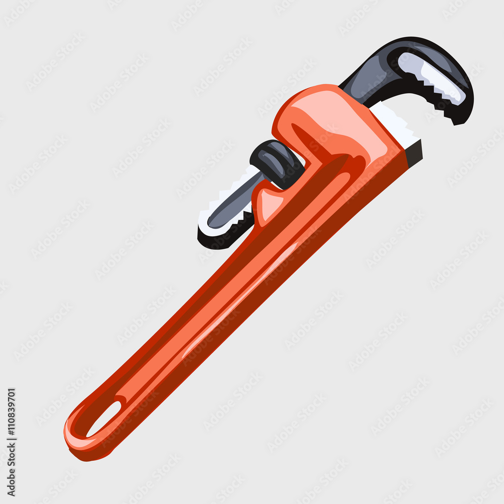 Classic red adjustable wrench. Working tool Classic red adjustable wrench. Working tool