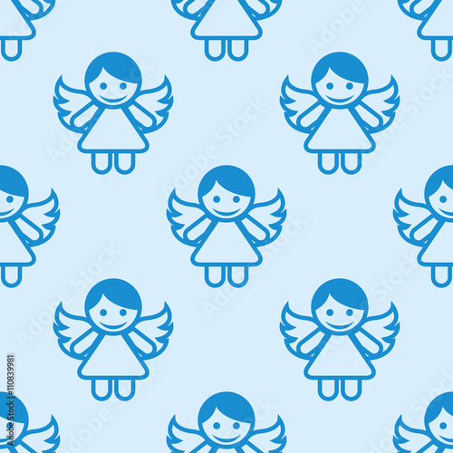 Icono plano patrón con angel fondo azul
