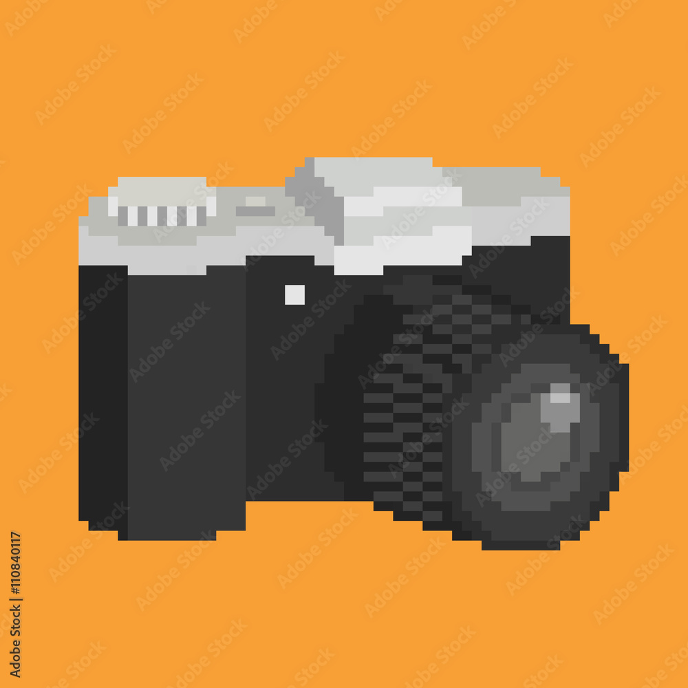 Pixel art of photographic camera with lens. Isolated vector icon  illustration Stock-vektor | Adobe Stock