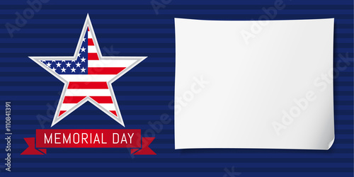 Memorial day USA poster. Happy Memorial Day vector background template with star in national flag colors