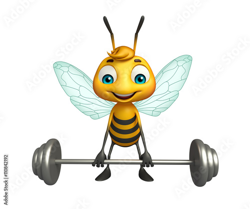 cute Bee cartoon character with Gim equipment photo