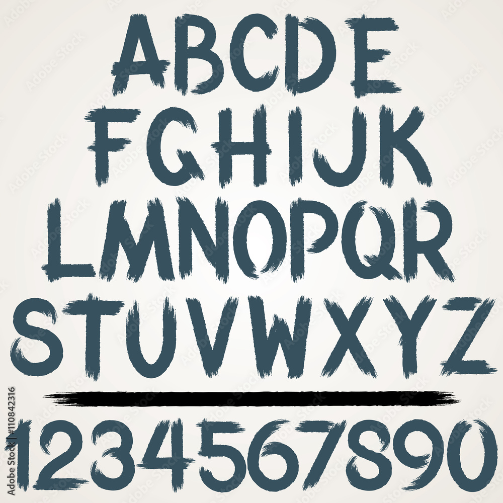 Brush Stroke Alphabet Font. Vector Set