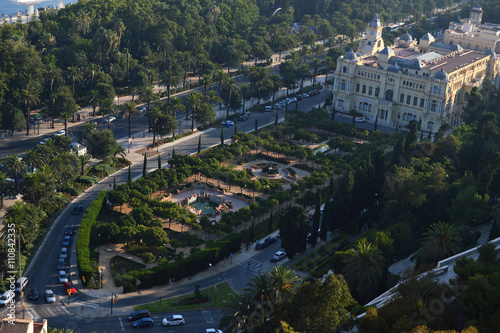 Jardines, Puerta Oscura, Ayuntamiento, Málaga, panorámica, Andalucía, ciudad, paisaje urbano