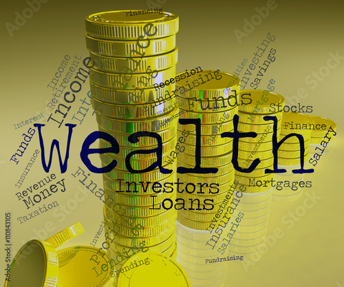 Obraz na plátně Wealth Word Represents Wealthy Prosperous And Rich