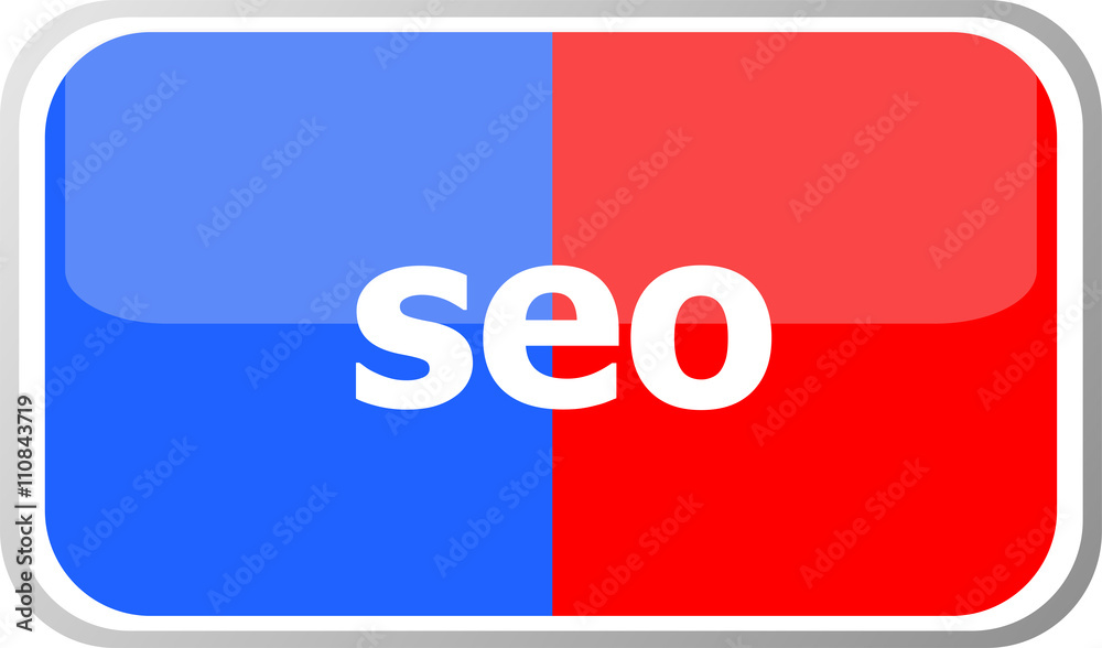 seo word on vector web button icon isolated on white. flat icon vector illustration. seo word on vector web button icon isolated on white. flat icon vector illustration.
