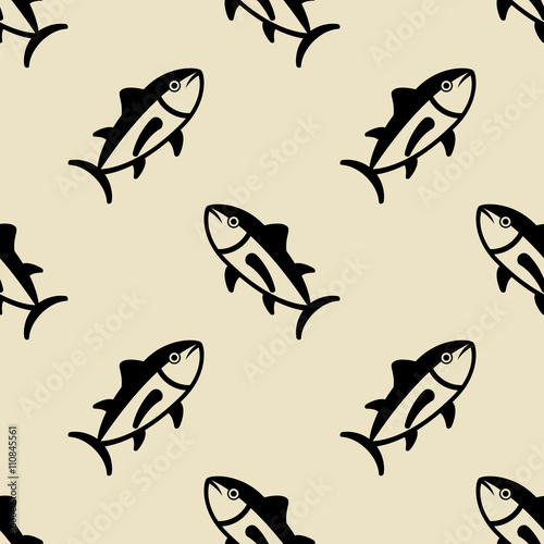 Icono plano patron con pescado sobre fondo beige