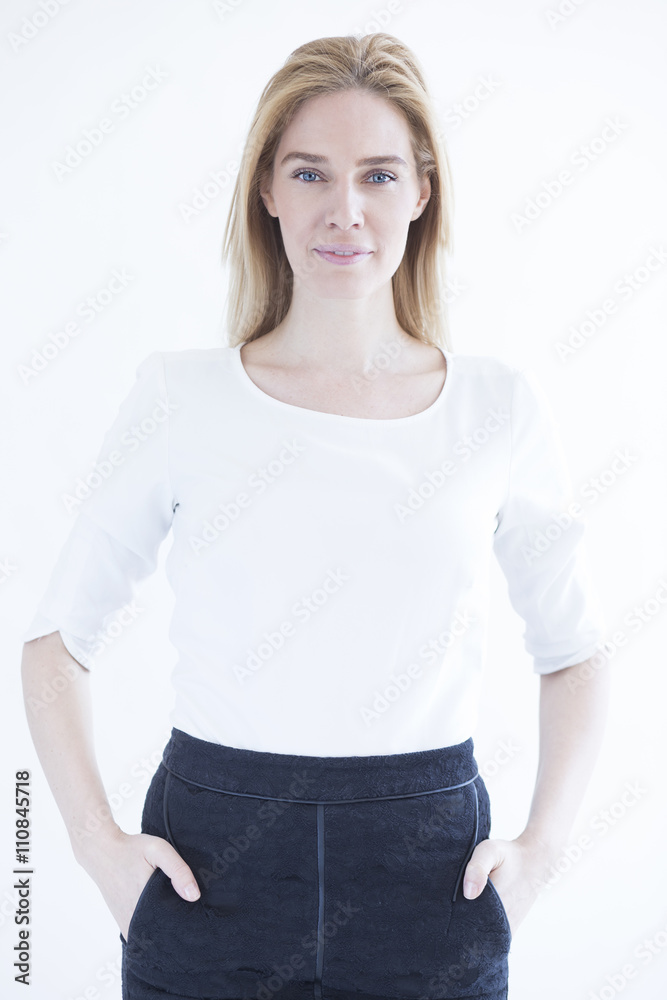 Portrait of beautiful blonde business woman isolated on white background Portrait of beautiful blonde business woman isolated on white background