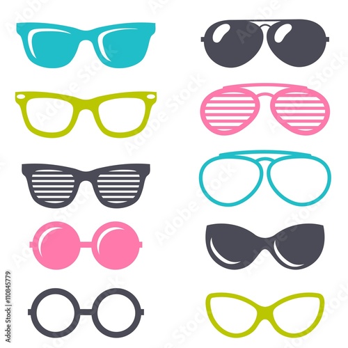 colorful cartoon retro sunglasses set