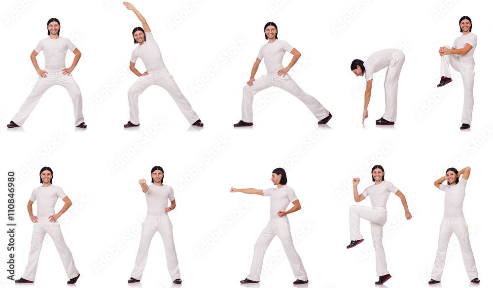 A man in white sportswear isolated on white A man in white sportswear isolated on white