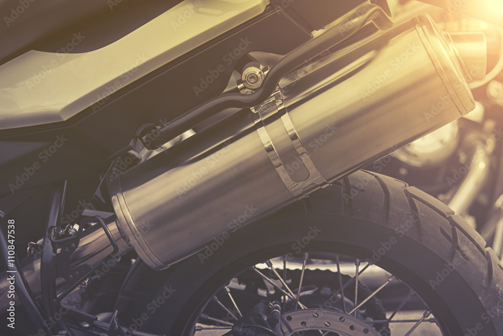 Obraz premium close up of motorcycle exhaust