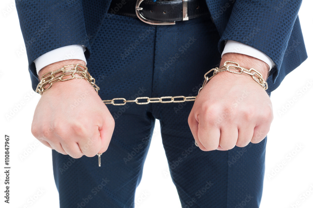 Businessman in handcuffs arrested and punished for bribery