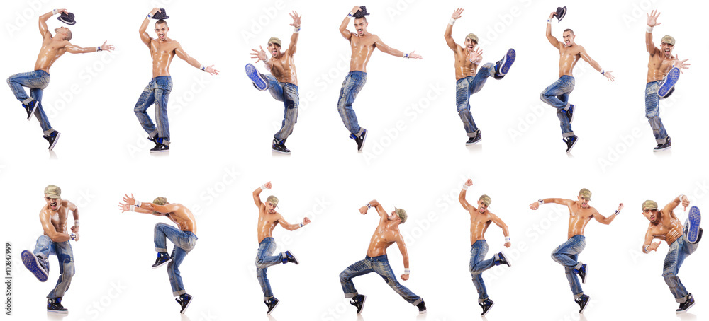 Dancer dancing dances isolated on white Dancer dancing dances isolated on white