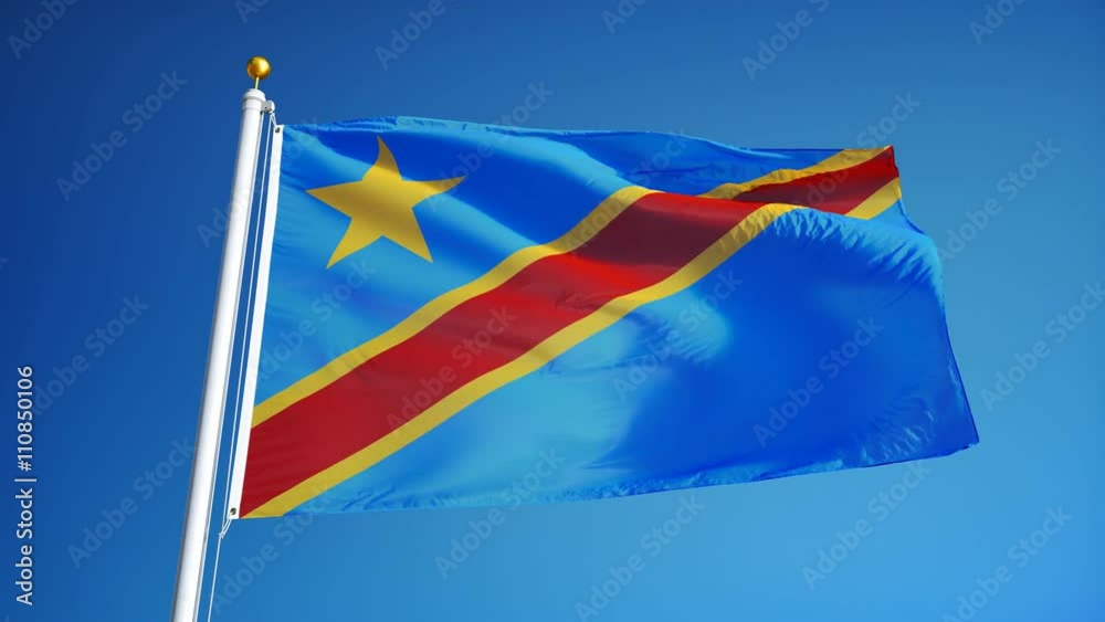 Democratic Republic of the Congo flag waving in slow motion against ...