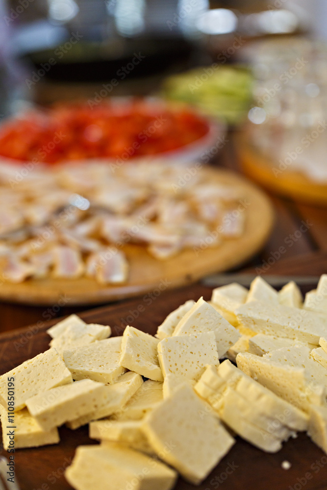 Romanian traditional cheese platter with cheese