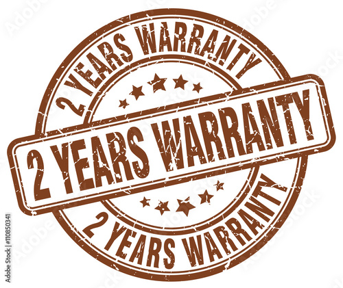 2 years warranty brown grunge round vintage rubber stamp