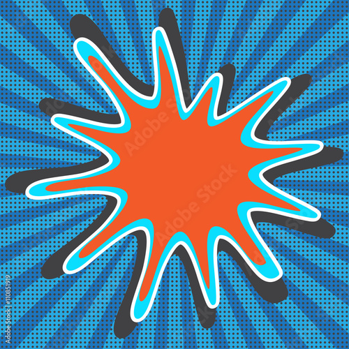 Blank comic speech bubble in pop art style on burst background