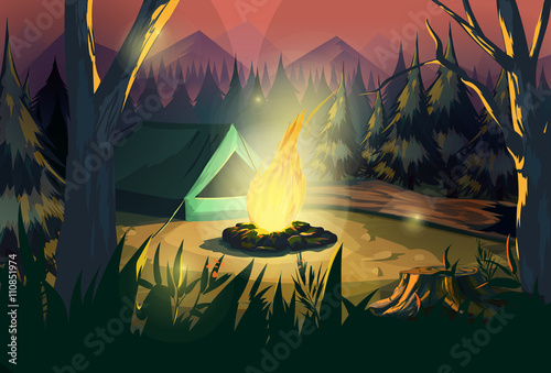 Illustration of a campfire 