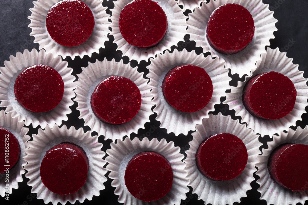 Berry jelly candy on the black table Berry jelly candy on the black table