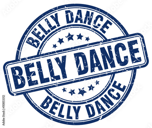 belly dance blue grunge round vintage rubber stamp