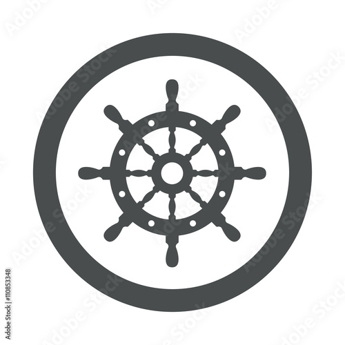 Icono plano timón de barco en circulo color gris