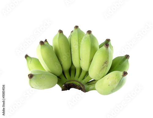 raw banana bunch isolated on white  raw tropical fruits used as asian food ingredient and herb