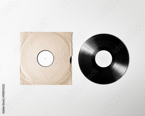 Blank vinyl album cover sleeve mockup, isolated, clipping path