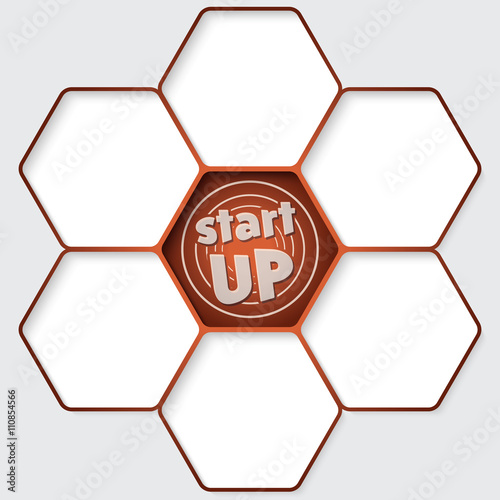 Set of five hexagons for your text and a start up icon