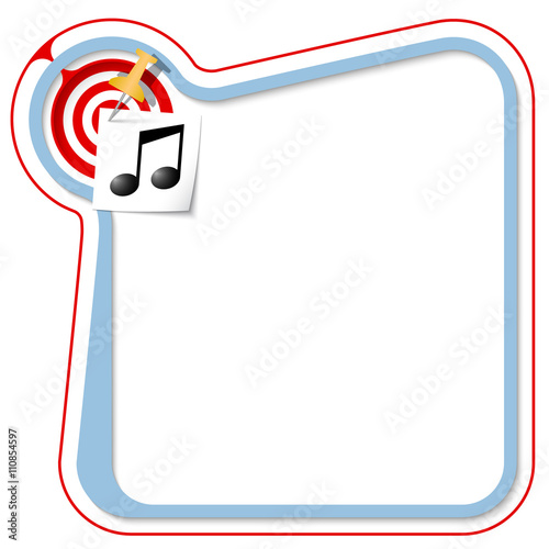Blue frame for your text with the tack, target and music symbol