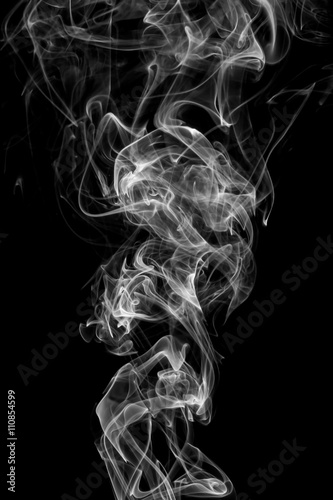 White smoke, isolated on black background.