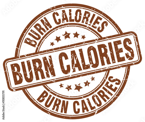 burn calories brown grunge round vintage rubber stamp