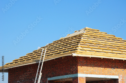 New Roof Membrane Coverings with Wooden Construction Home Framing Roofing