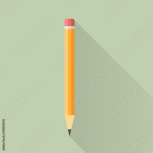 Orange flat pencil with shadow photo