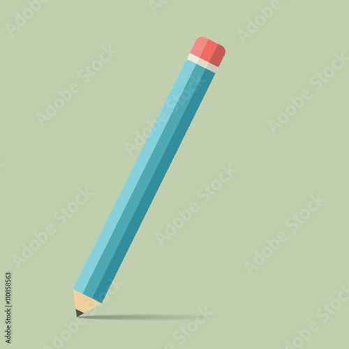 Blue flat pencil with shadow Free Download Blue flat pencil with shadow - GFXLoad