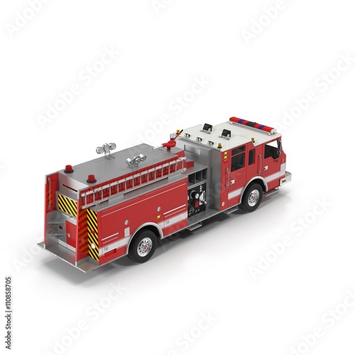 Fire Rescue Truck isolated on white. 3D Illustration