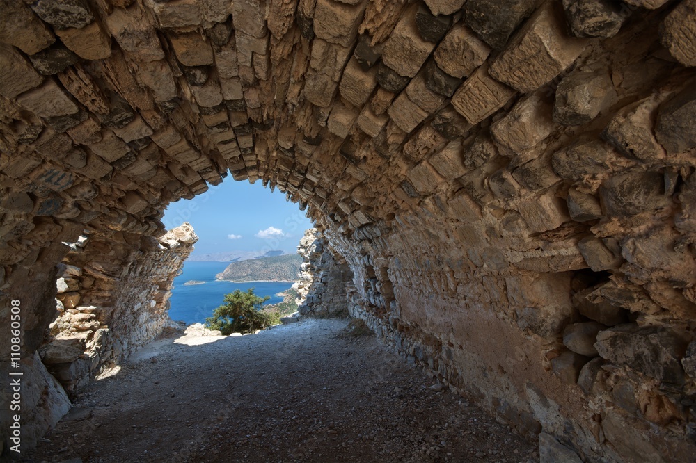Saint George Chapel, castle in Monolithos, Greece