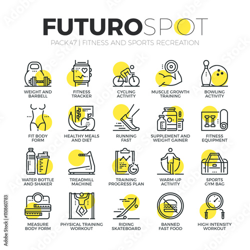 Sports and Fitness Activity Futuro Spot Icons