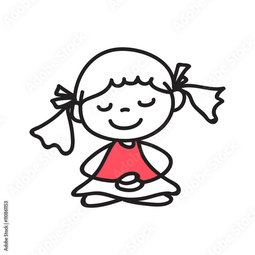 hand drawing cartoon people meditation